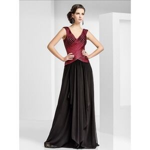 NWT LT LanTing Formal Dress Black Red Sz 8 Wedding Special Occasion $279 Retail